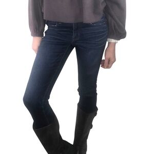 American Eagle AEO Sz 4 Long Jegging Jeans Mid-Rise Dark Wash Super Stretch